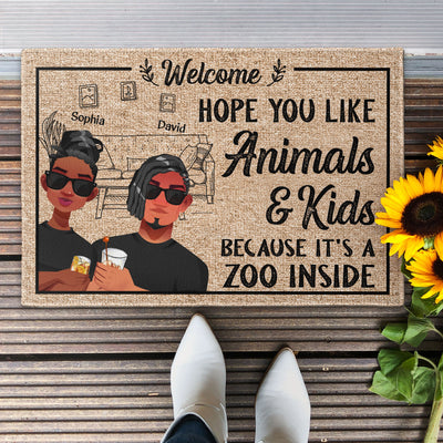 Hope You Like Animals & Kids - Personalized Doormat