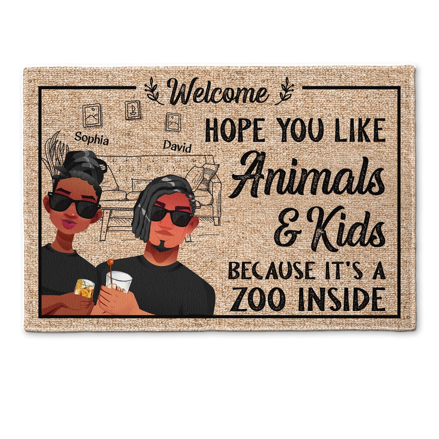 Hope You Like Animals & Kids - Personalized Doormat