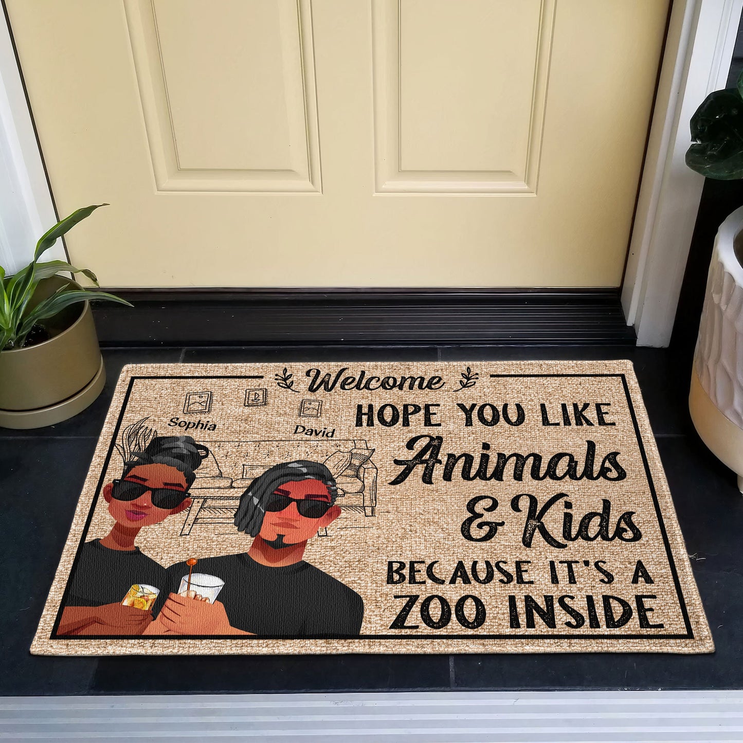 Hope You Like Animals & Kids - Personalized Doormat