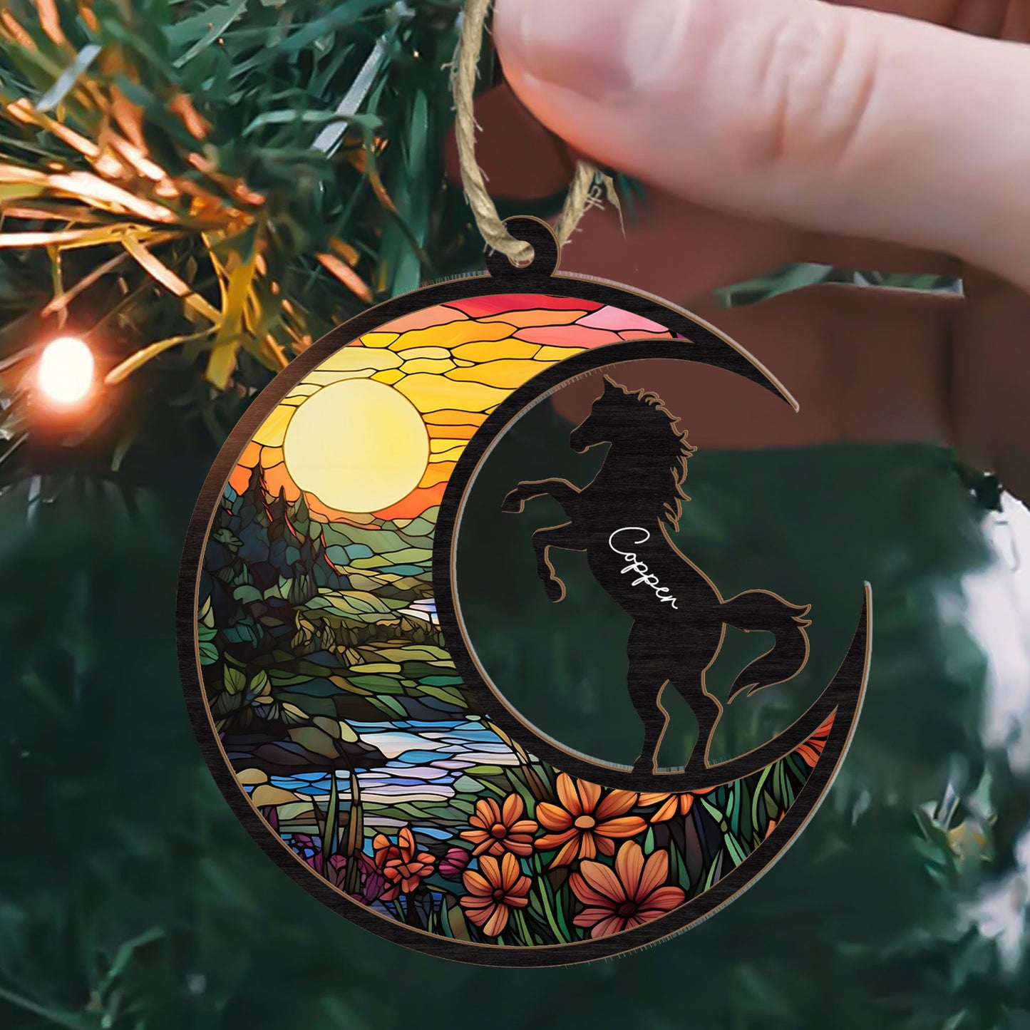 Horse Memorial - Personalized Suncatcher Ornament