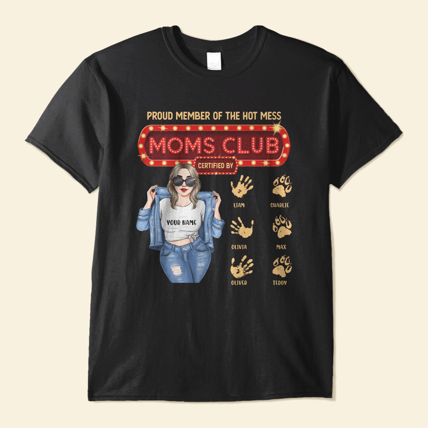 Hot Mess Moms Club - Personalized Shirt - Birthday Gift For Mom