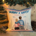 Hubby & Wifey Est - Personalized Pillow (Insert Included) - Birthday Anniversary Gift For Husband, Wife - Gift From Daughters, Sons For Parents