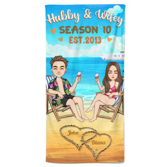 Hubby & Wifey - Personalized Beach Towel