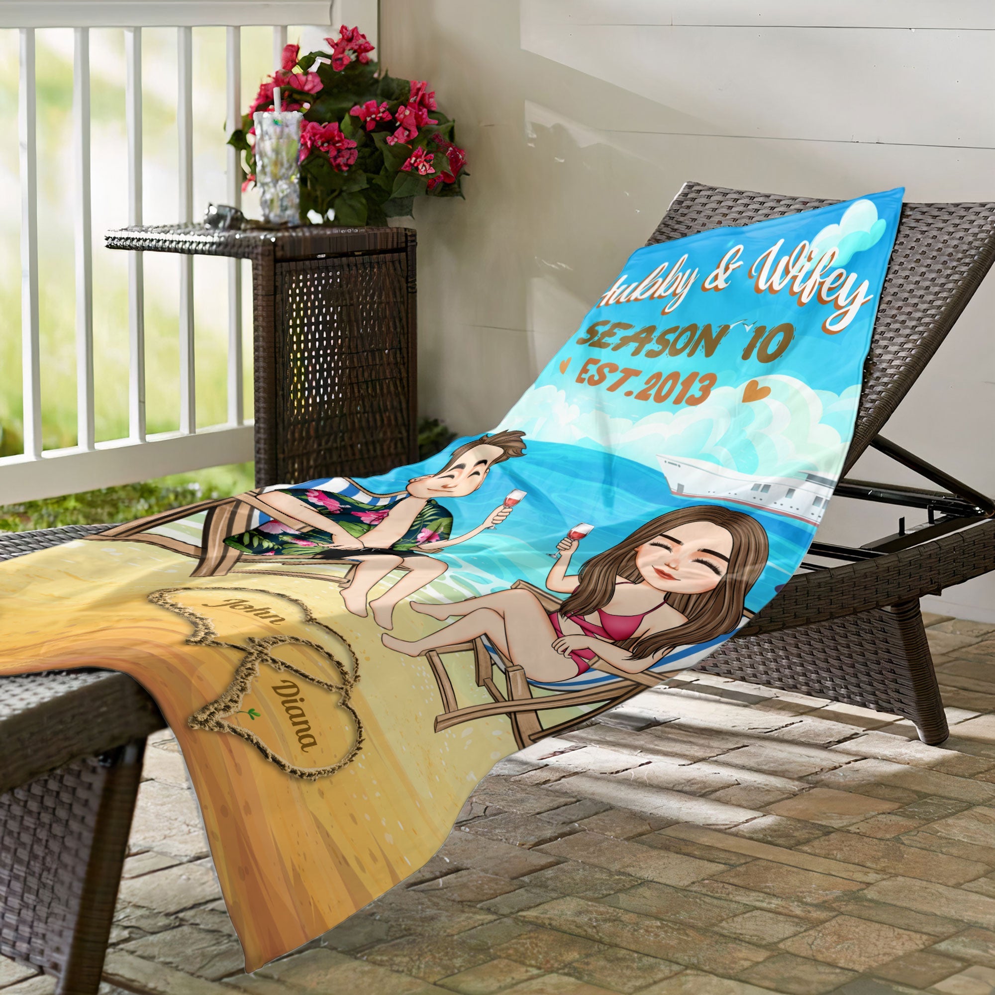 Hubby & Wifey - Personalized Beach Towel