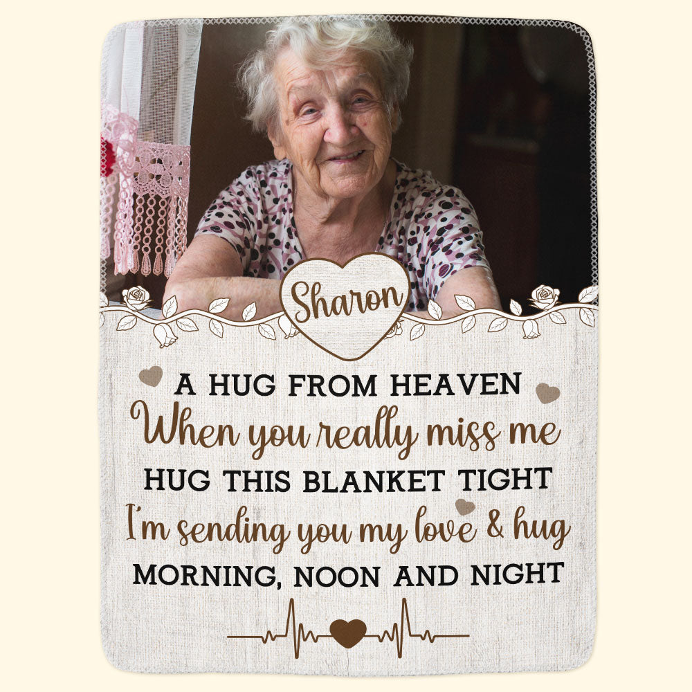 Hug From Heaven - New Version - Personalized Memory Photo Blanket