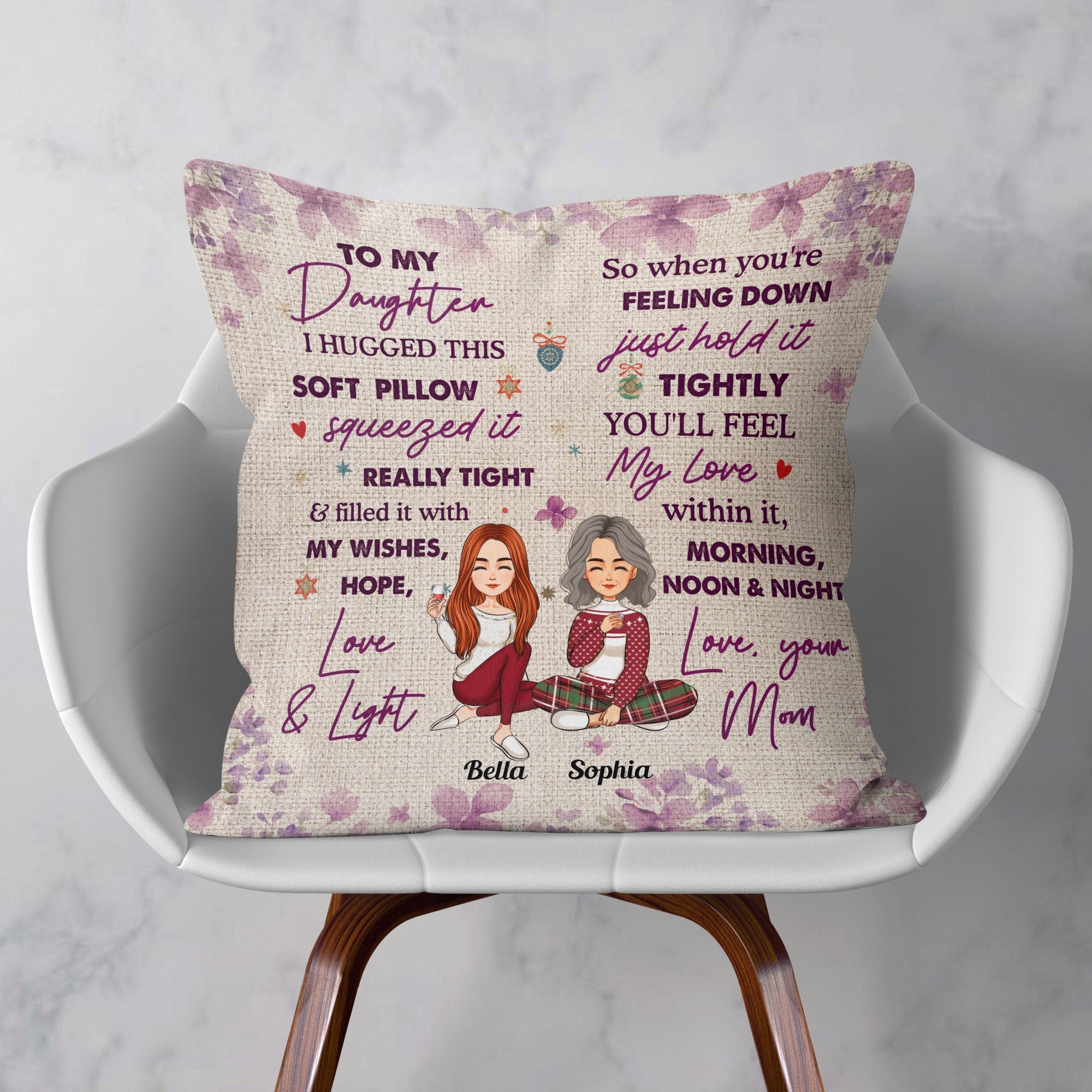 Hug From Mom, Grandma - Personalized Pillow (Insert Included)
