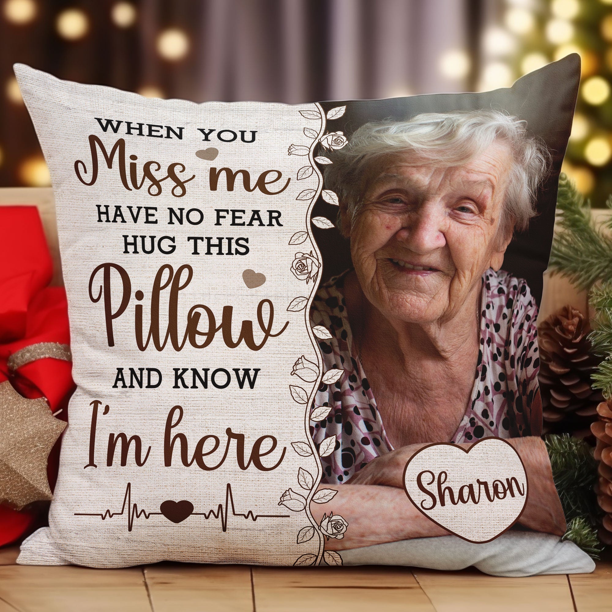 Hug This Pillow And Know I'm Here - Personalized Photo Memory Pillow (Insert Included)