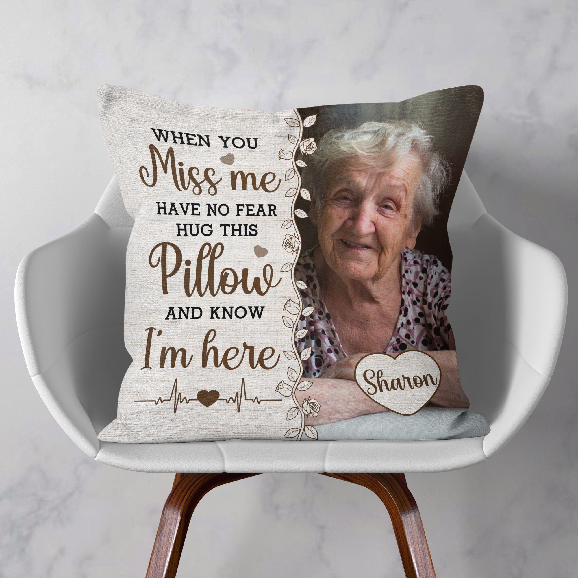 Hug This Pillow And Know I'm Here - Personalized Photo Memory Pillow (Insert Included)