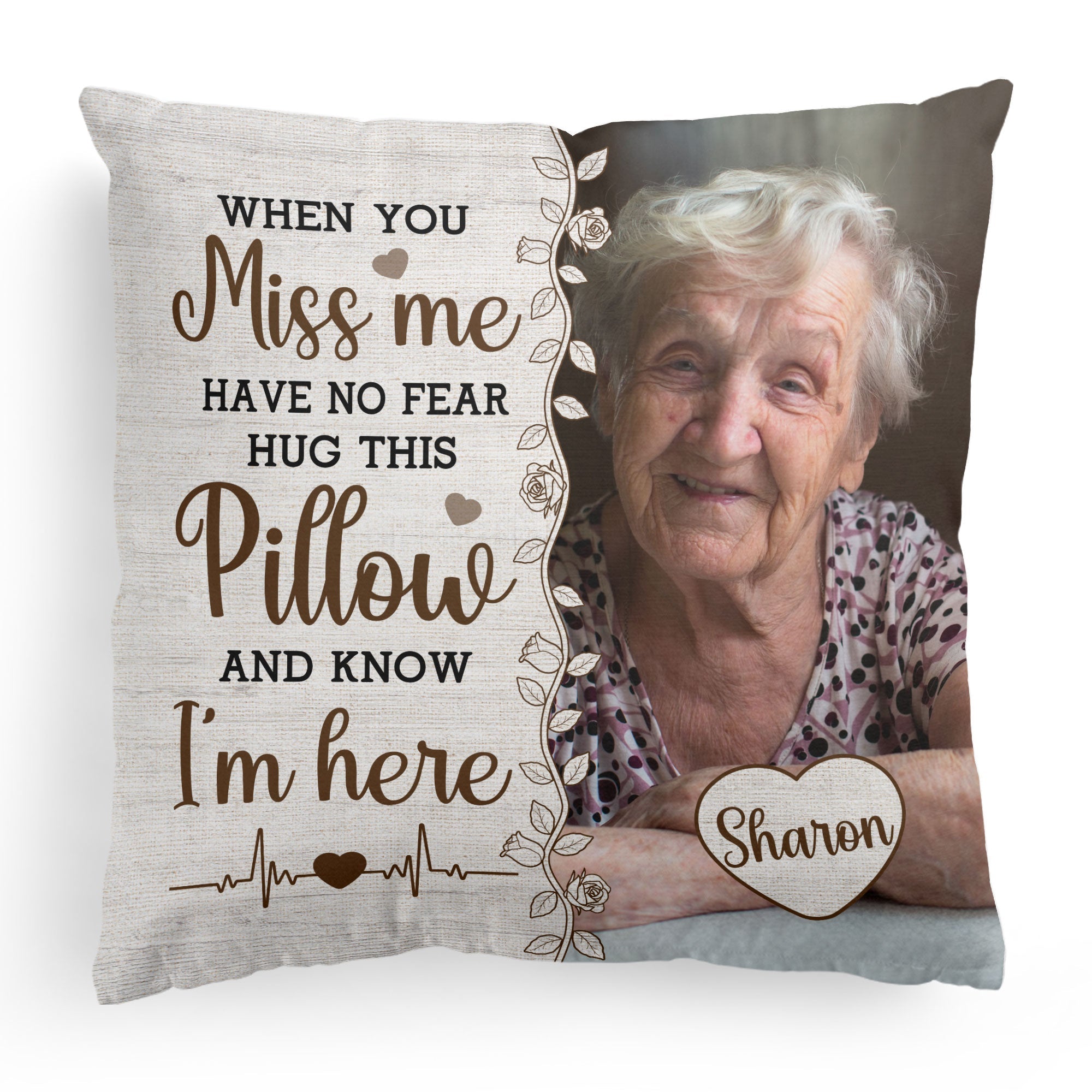 Hug This Pillow And Know I'm Here - Personalized Photo Memory Pillow (Insert Included)