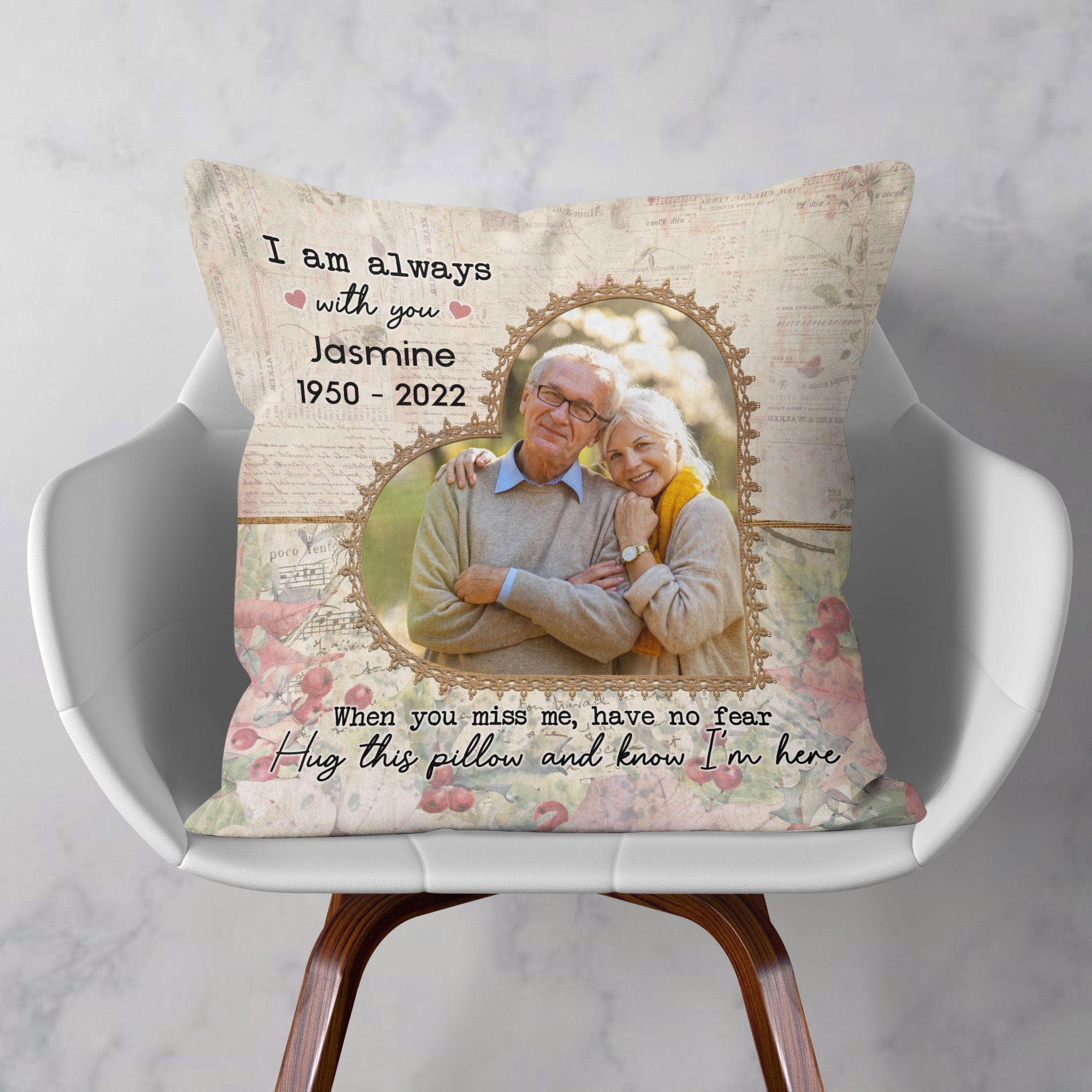 Hug This Pillow And Know I'm Here - Personalized Photo Memory Pillow (Insert Included)