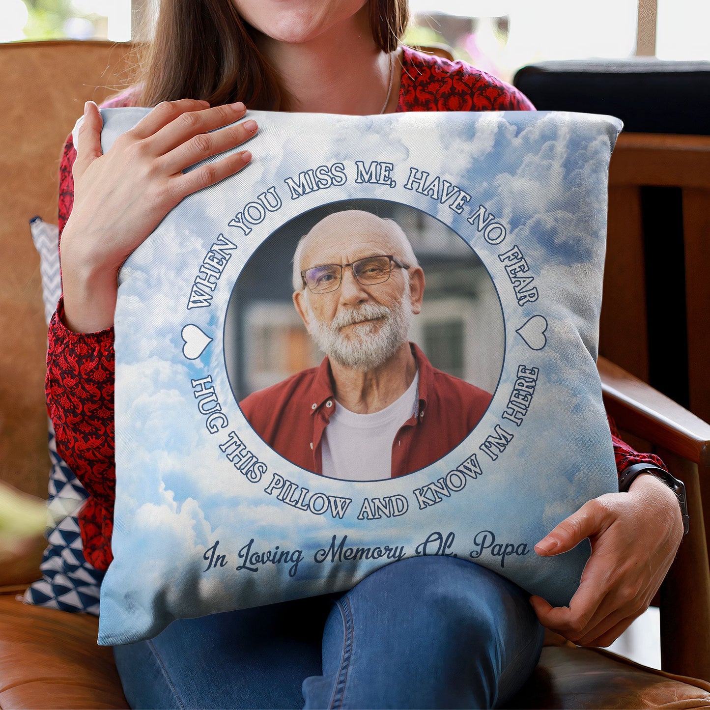 Hug This Pillow And Know I'm Here - Personalized Photo Pillow (Insert Included)