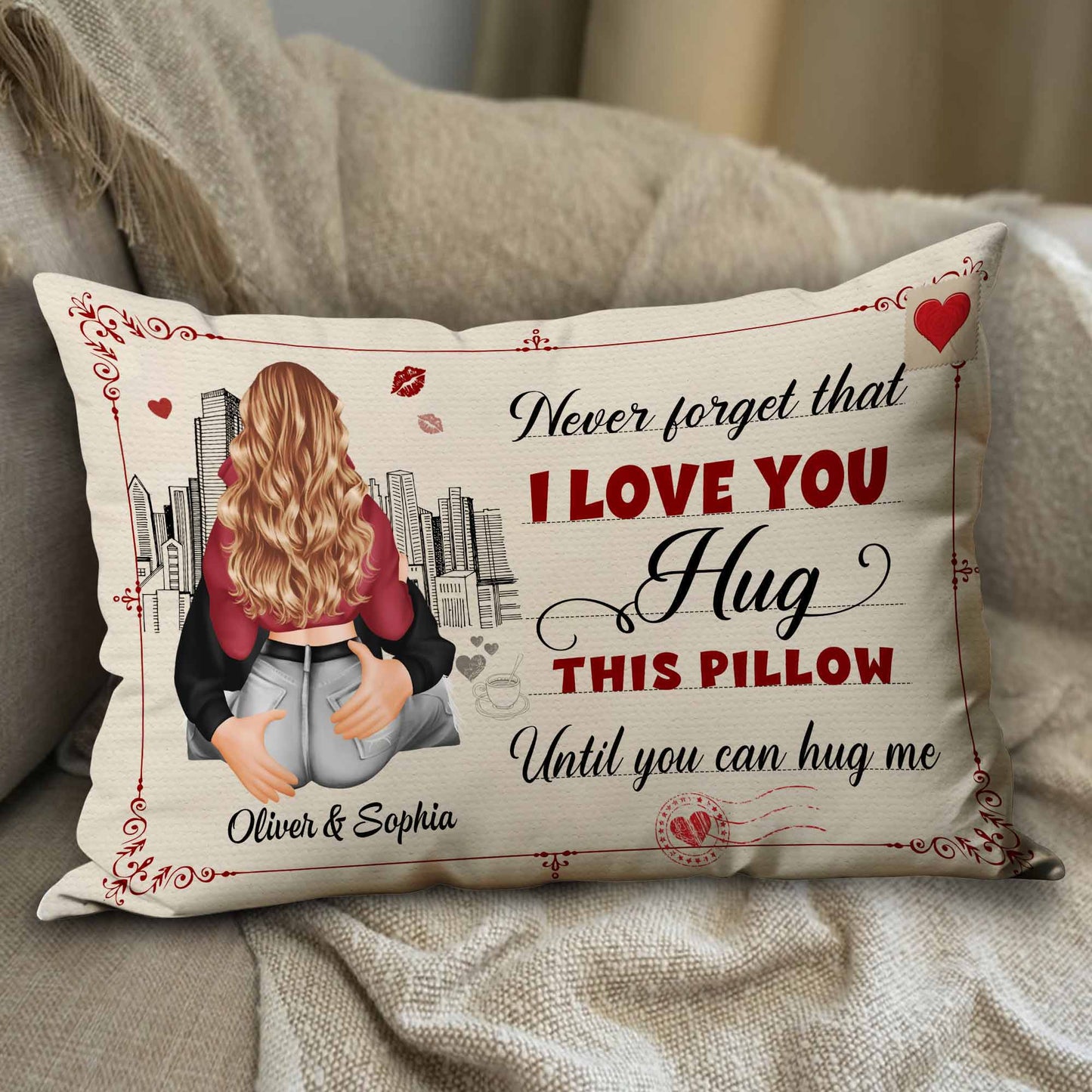 Hug This Pillow Until You Can Hug Me - Personalized Custom Shaped Pillow