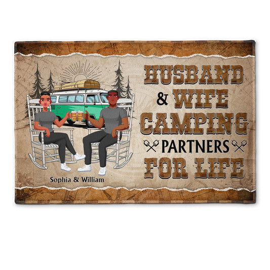 Husband And Wife Camping Partner For Life  - Personalized Doormat