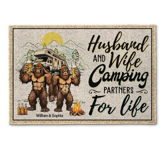Husband And Wife Camping Partners For Life - Personalized Doormat