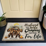 Husband And Wife Camping Partners For Life - Personalized Doormat