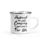 Husband And Wife Camping Partners For Life - Personalized Enamel Mug
