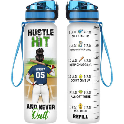 Hustle Hit And Never Quit - Personalized Water Bottle