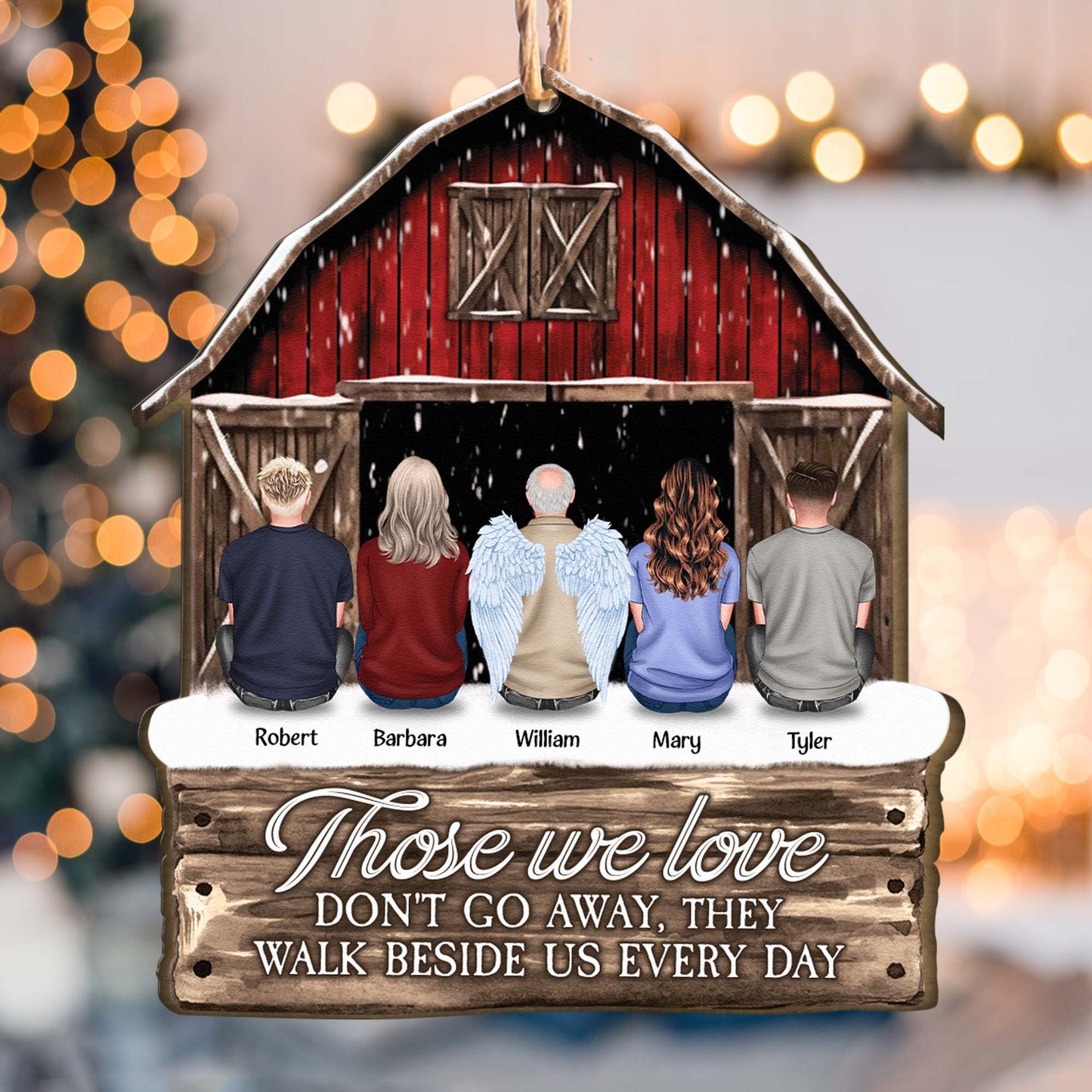 I Am Always With You Memorial Red Barn - Personalized Wooden Ornament