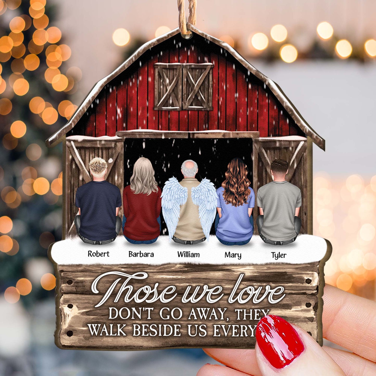 I Am Always With You Memorial Red Barn - Personalized Wooden Ornament