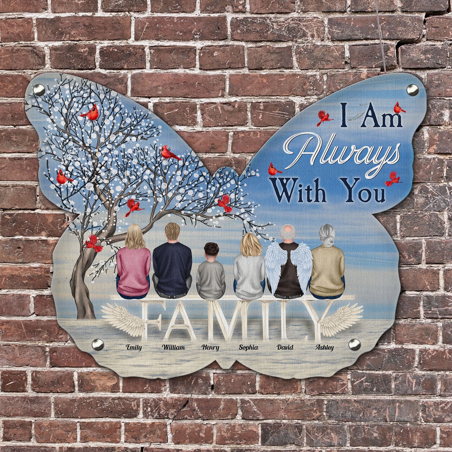 I Am Always With You - New Version - Personalized Butterfly Shaped Metal Sign