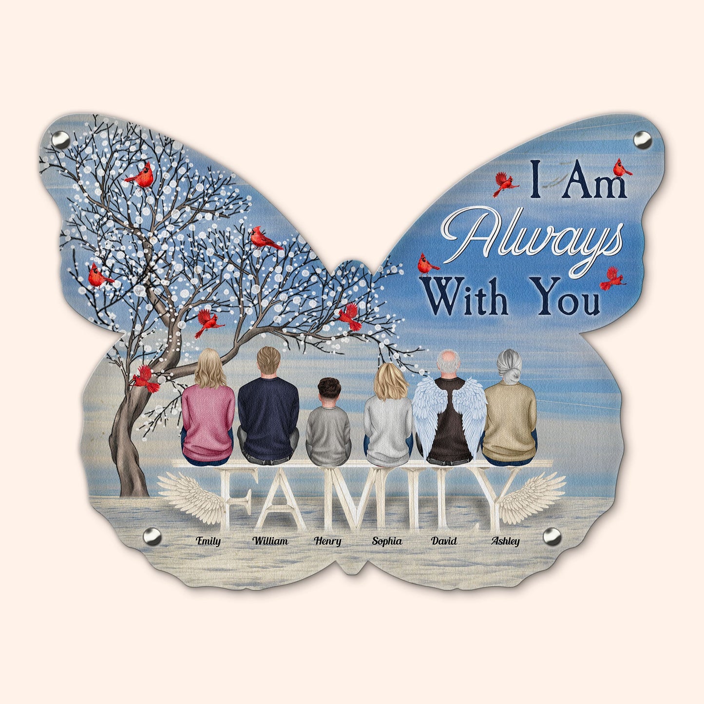 I Am Always With You - New Version - Personalized Butterfly Shaped Metal Sign