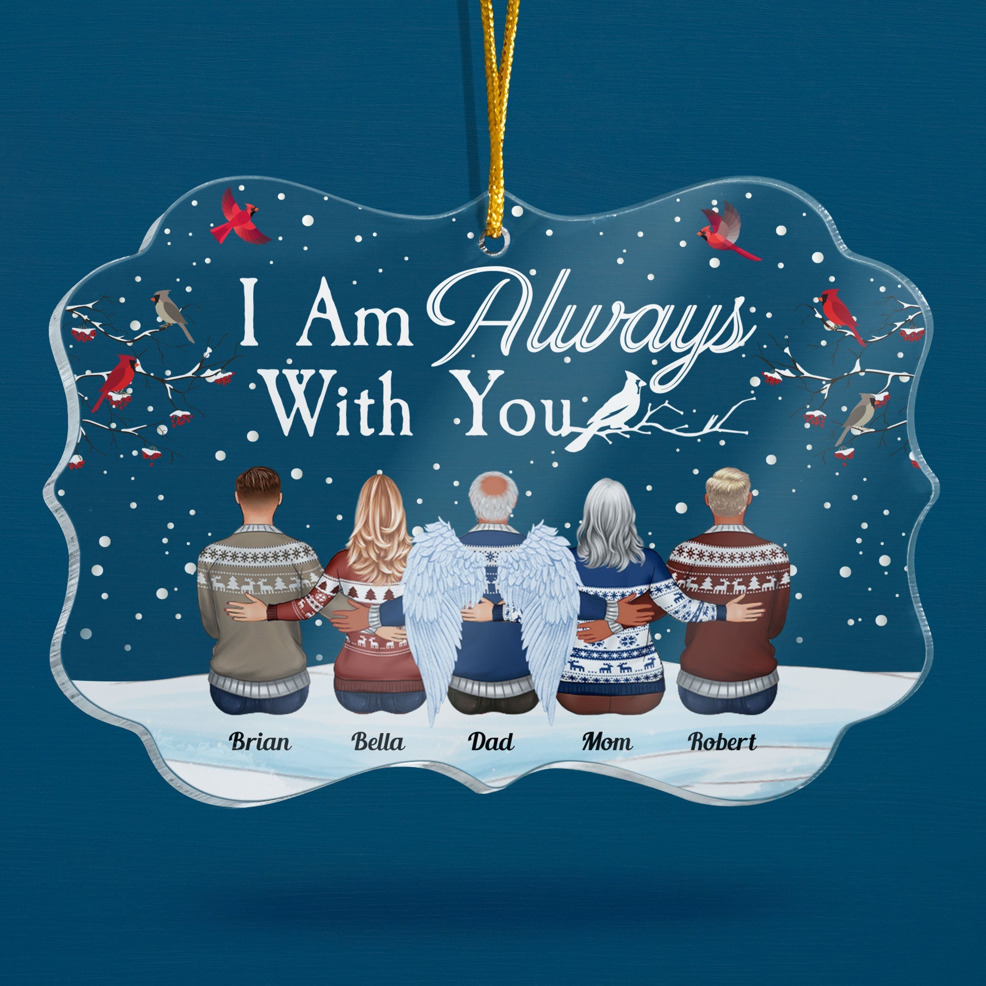 I Am Always With You - Personalized Memorial Ornament - Family Hugging