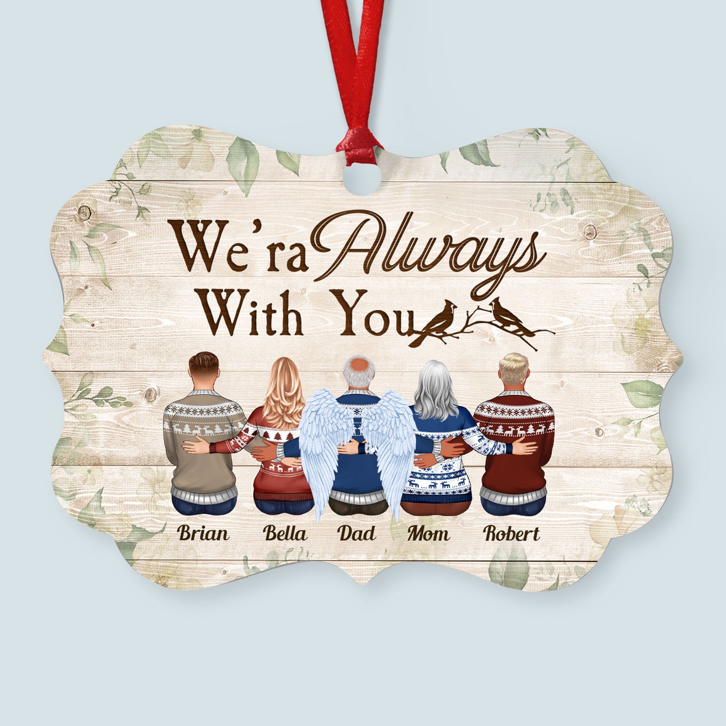 I Am Always With You - Personalized Aluminum/Wooden Ornament - Family Hugging