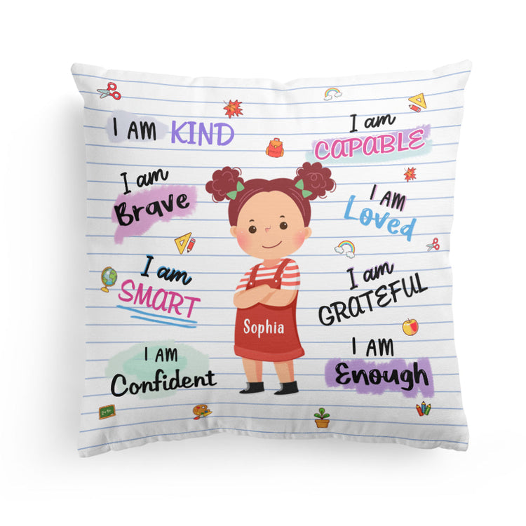 I Am Capable I Am Loved - Personalized Pillow - Birthday Gift For Student, Son, Daughter, Affirmations For Kids