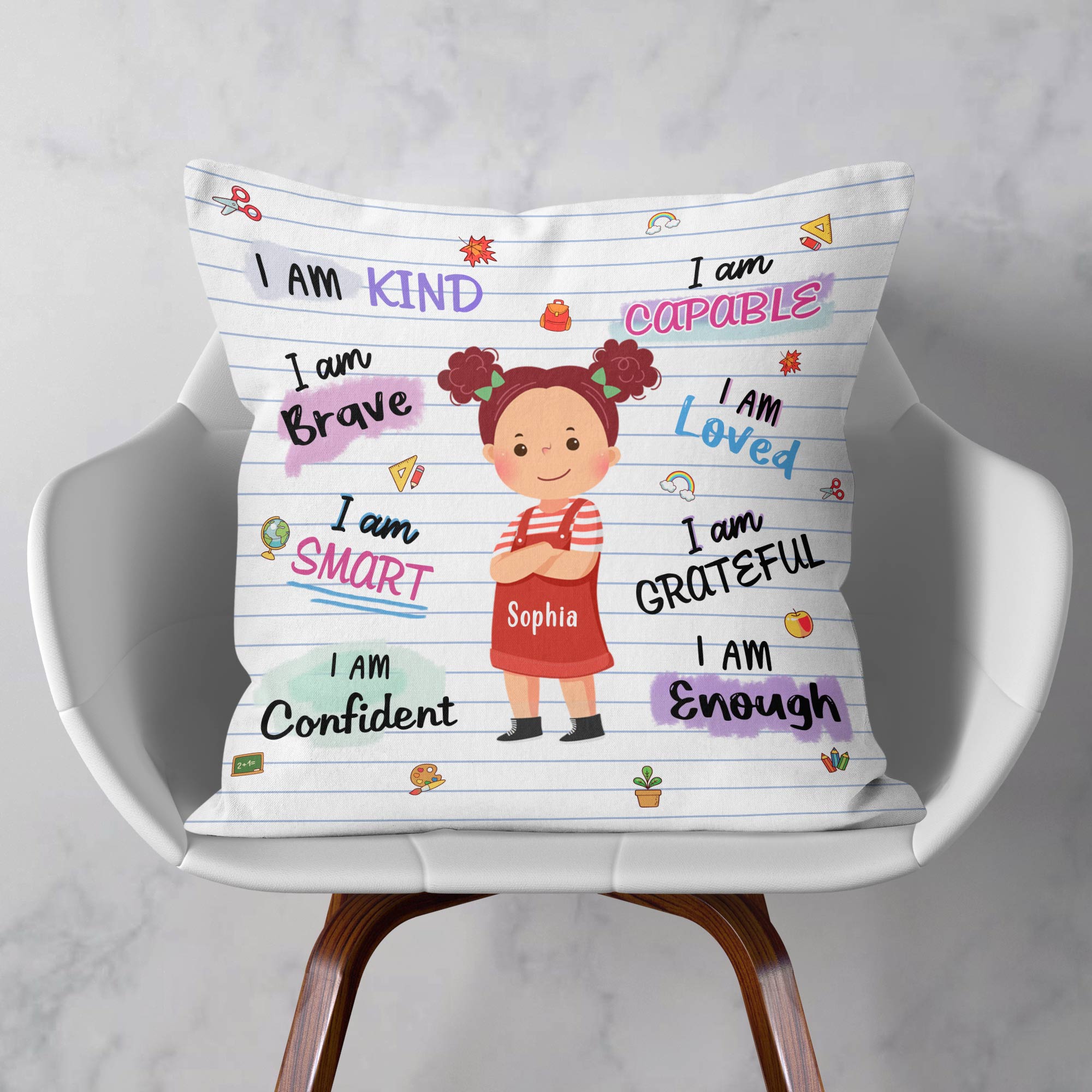 I Am Capable I Am Loved - Personalized Pillow - Birthday Gift For Student, Son, Daughter, Affirmations For Kids