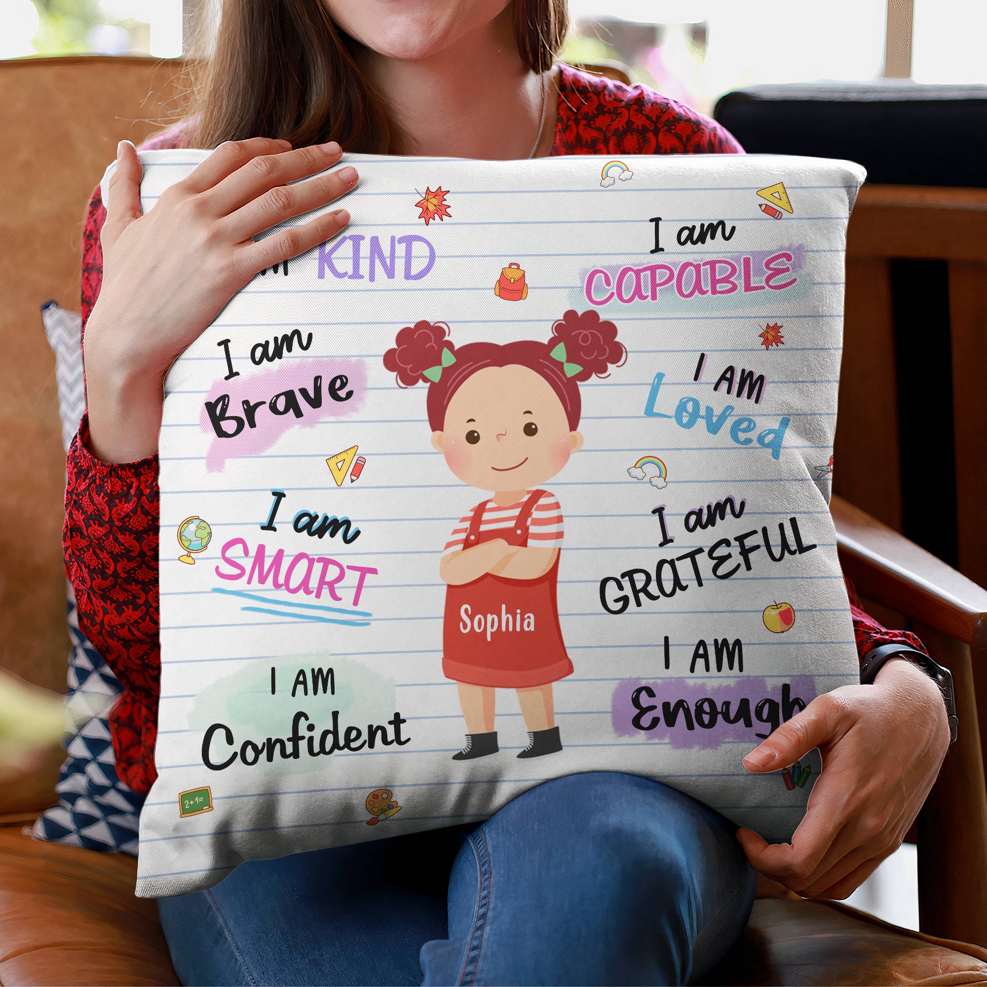 I Am Capable I Am Loved - Personalized Pillow - Birthday Gift For Student, Son, Daughter, Affirmations For Kids