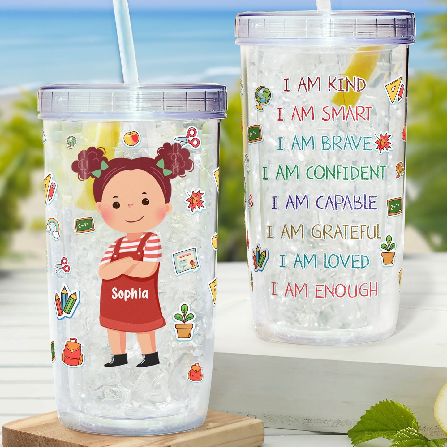 I Am Grateful I Am Enough - Personalized Acrylic Tumbler With Straw
