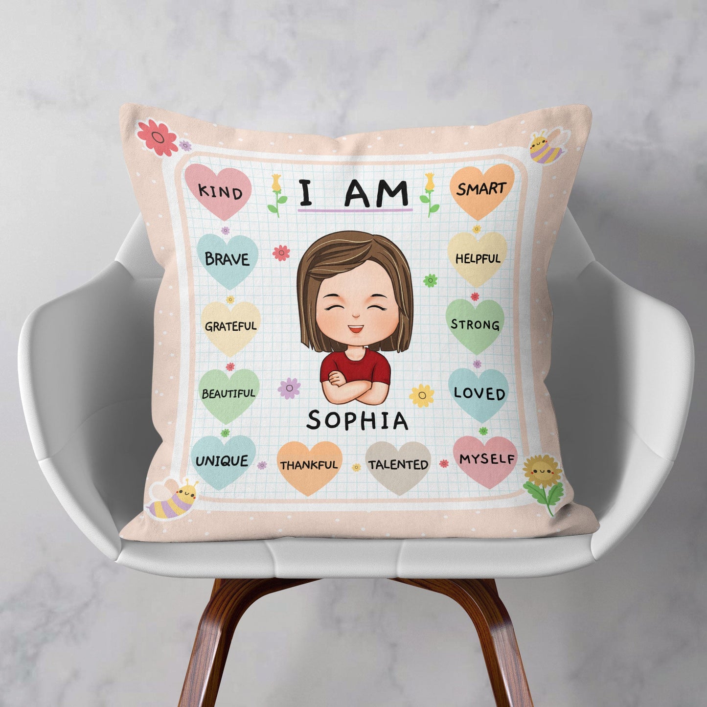 I Am Kind Smart & Brave - Personalized Pillow (Insert Included)