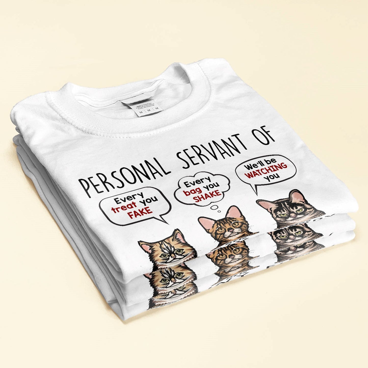 I Am Personal Servant Of The Tiny Furry Overlords - Personalized Shirt - Birthday, Funny Gift For Cat Lovers, Cat Mom, Cat Dad, Cat Person