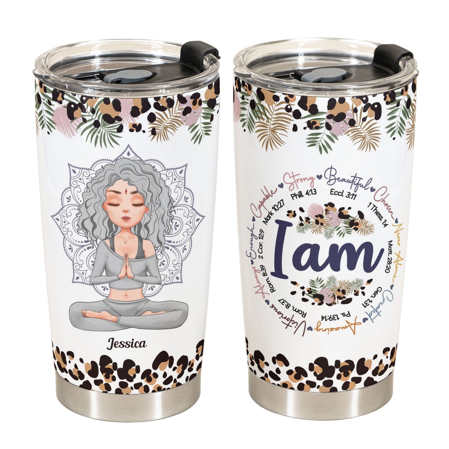 I Am Strong Beautiful - Ver 2 - Personalized Tumbler Cup - Gift For Yoga Lover