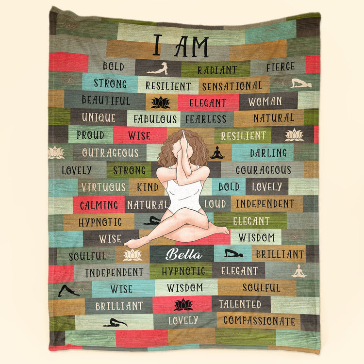 I Am Wise, Proud & Compassionate - Personalized Blanket - Birthday, Motivational Gift For Her, Mom, Girl, Friend, Empowerment, Positive Gift