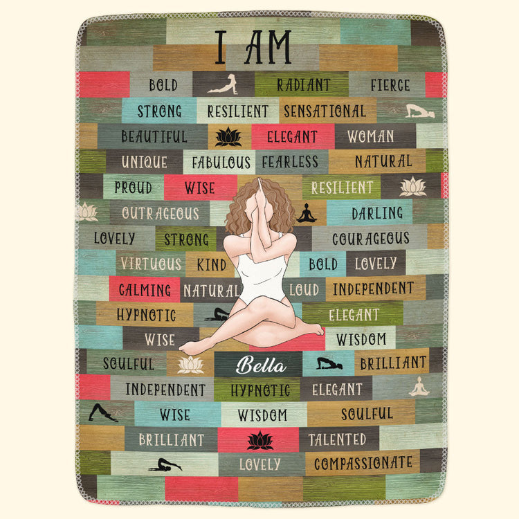 I Am Wise, Proud & Compassionate - Personalized Blanket - Birthday, Motivational Gift For Her, Mom, Girl, Friend, Empowerment, Positive Gift