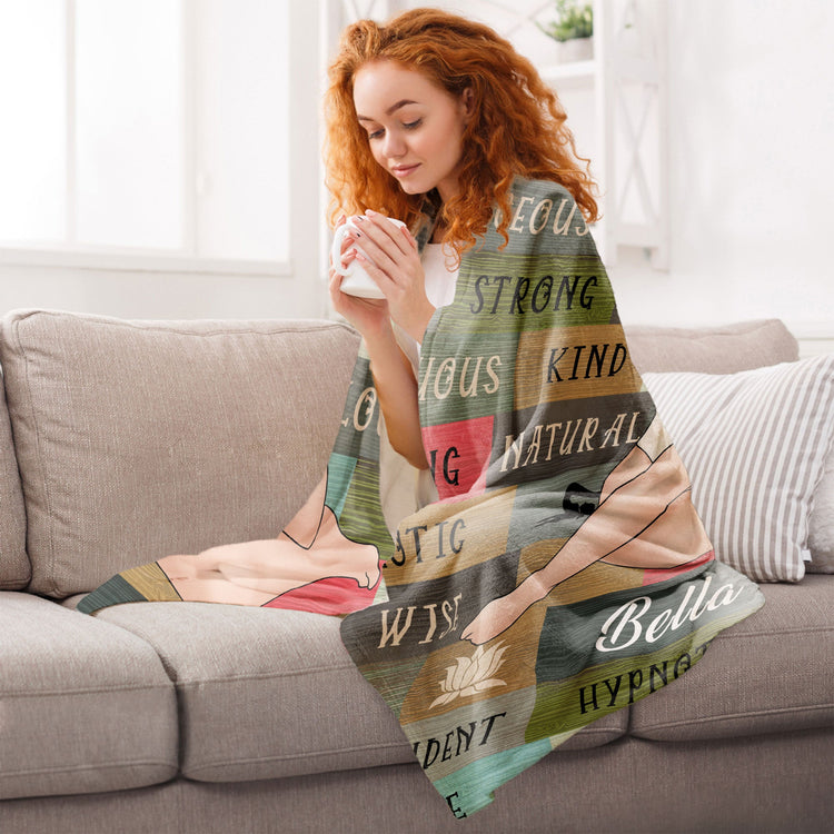 I Am Wise, Proud & Compassionate - Personalized Blanket - Birthday, Motivational Gift For Her, Mom, Girl, Friend, Empowerment, Positive Gift