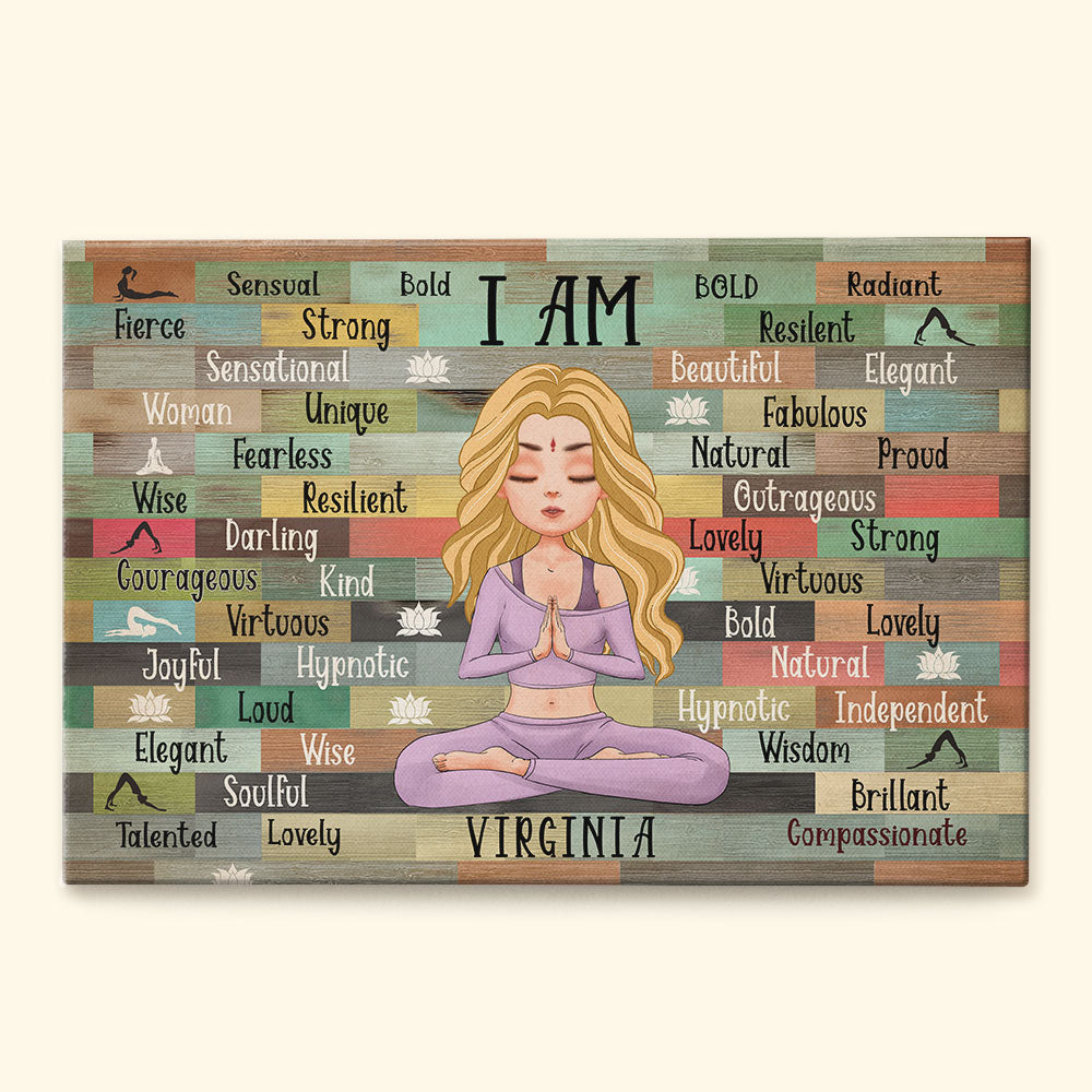 I Am Yoga Girl - Personalized Poster - Canvas - Gift For Yoga Lover - Yoga Girl Illustration