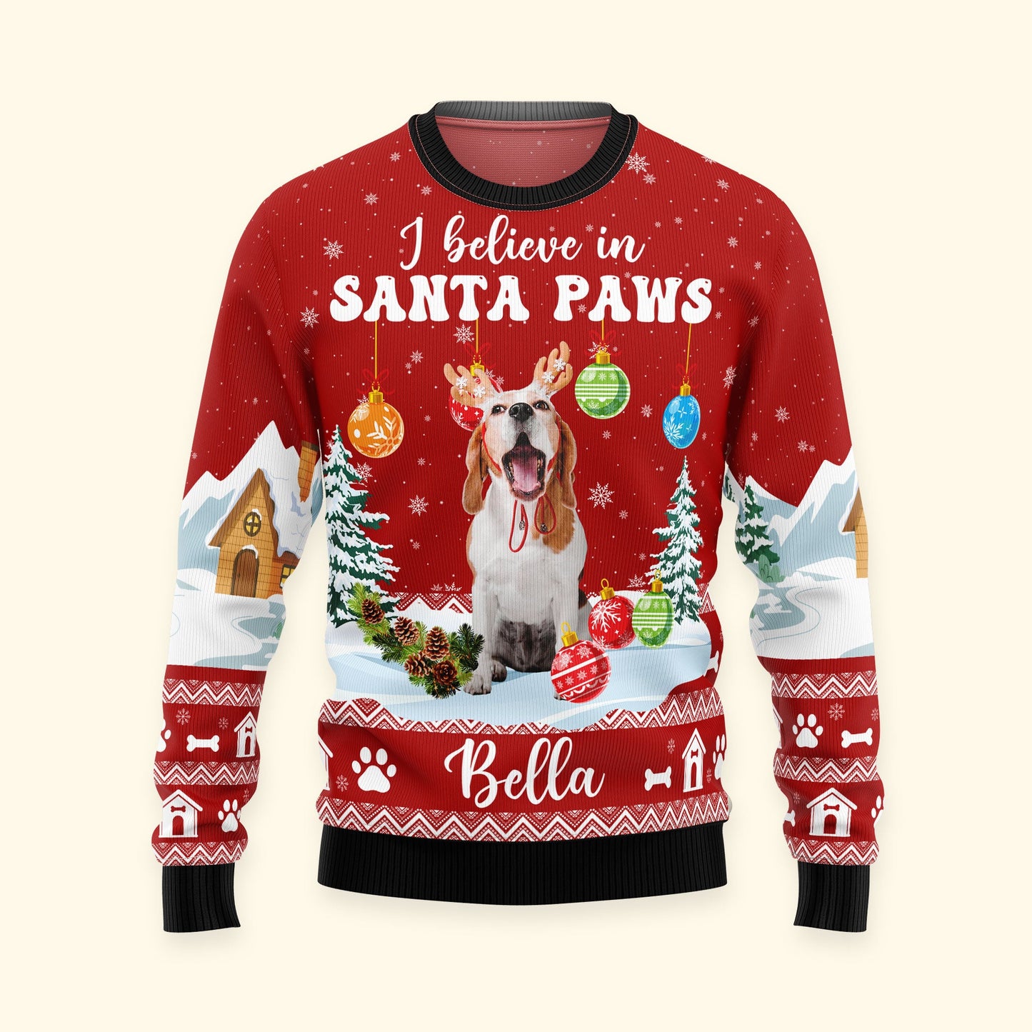 I Believe In Santa Paws - Personalized Photo Ugly Christmas Sweater