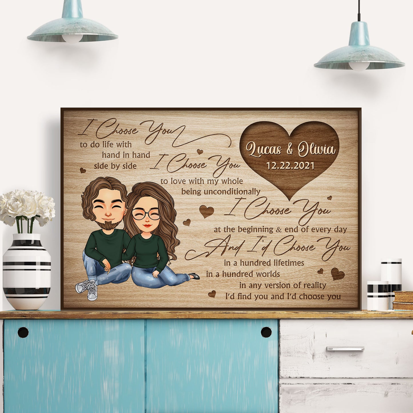 I Choose You - Personalized Poster/Canvas - Anniversary, Valentine, Birthday Gift For Life Partner, Husband & Wife, Couples - Ver 2