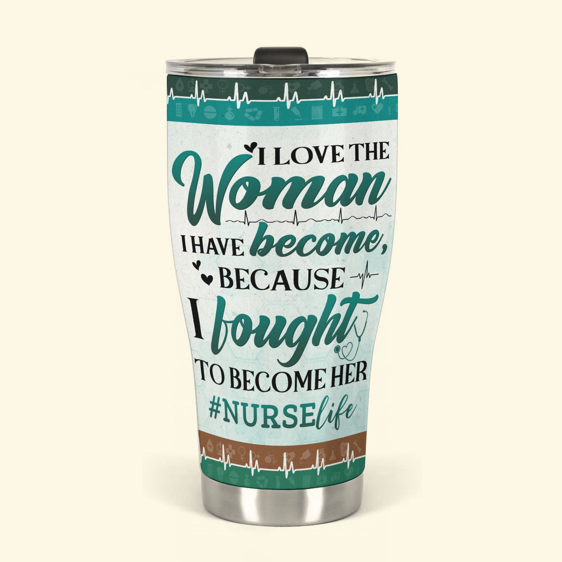 I Fought To Become Her - Personalized 30oz Curved Tumbler - Encourage Gift For Nurses, Doctors, Medical Staff, Colleagues, Co-workers