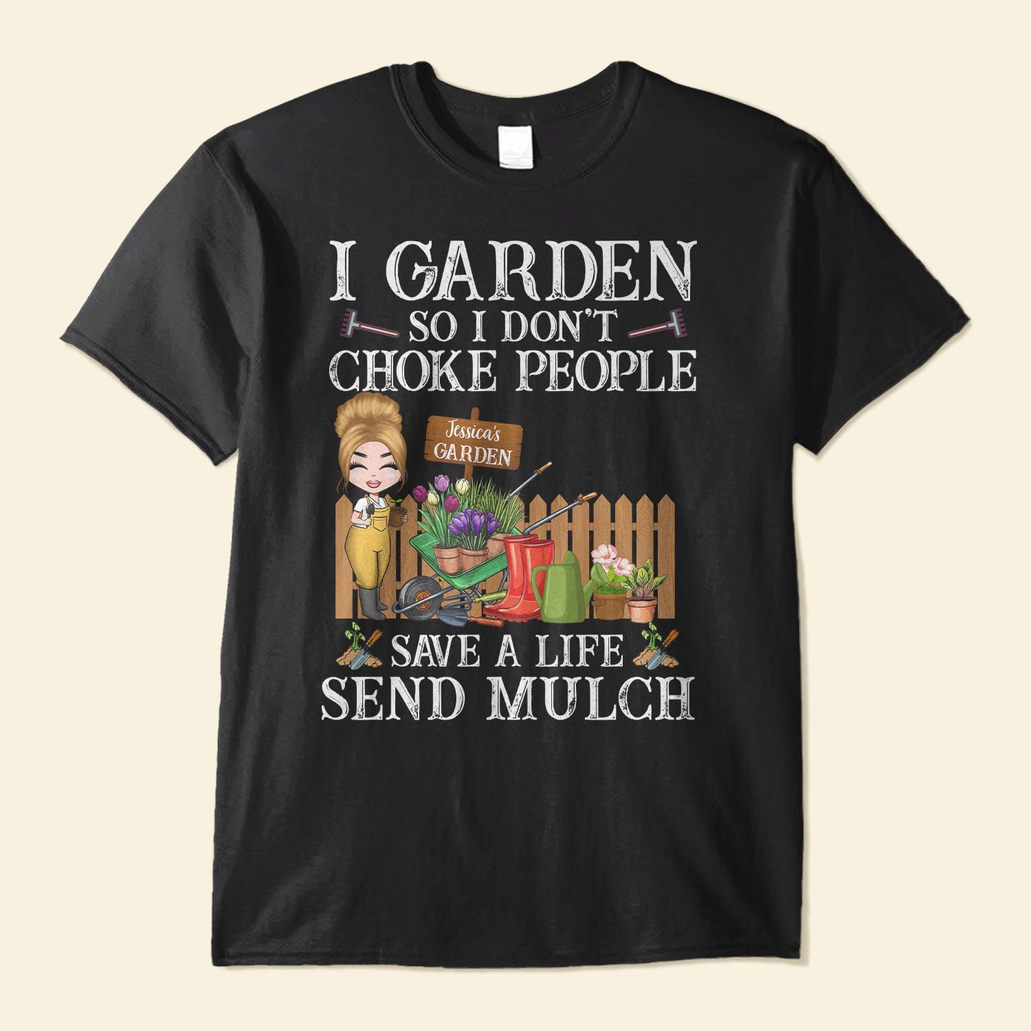 I Garden So I Don't Choke People - Personalized Shirt - Gift For Gardeners - Cartoon Gardener