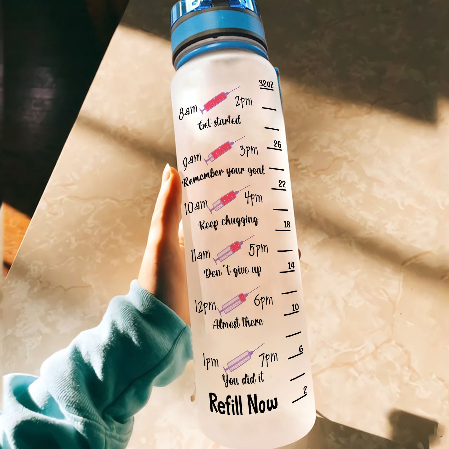 I Get Paid To Stab People - Personalized Water Tracker Bottle - Birthday, Funny - Gift For Doctor & Nurse
