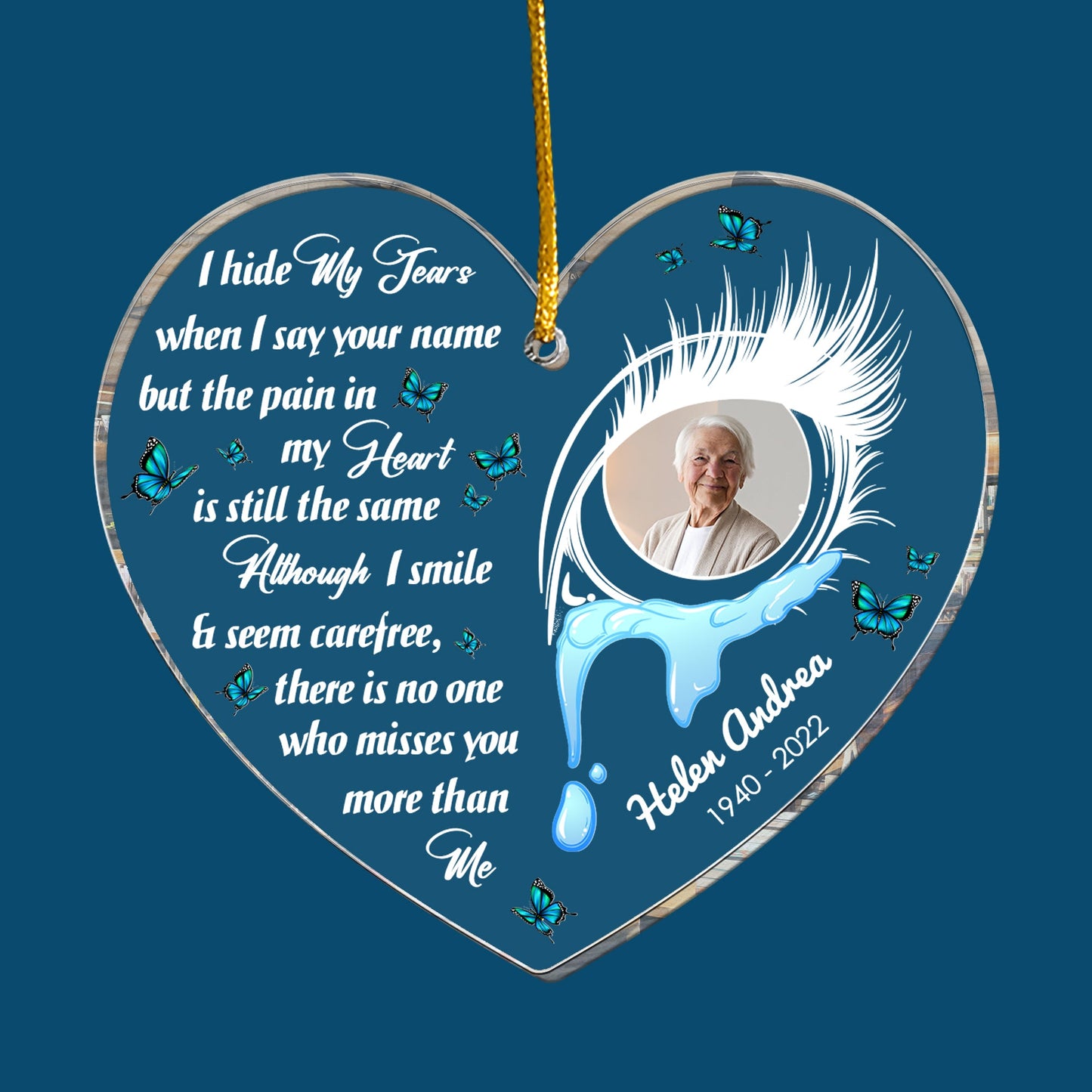 I Hide My Tears When I Say Your Name - Personalized Acrylic Photo Ornament