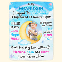 I Hugged This Soft Blanket I Squeezed It Really Tight - Personalized Grandson Photo Blanket