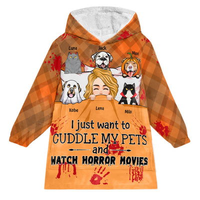 I Just Want To Cuddle My Fur Babies - Personalized Oversized Blanket Hoodie