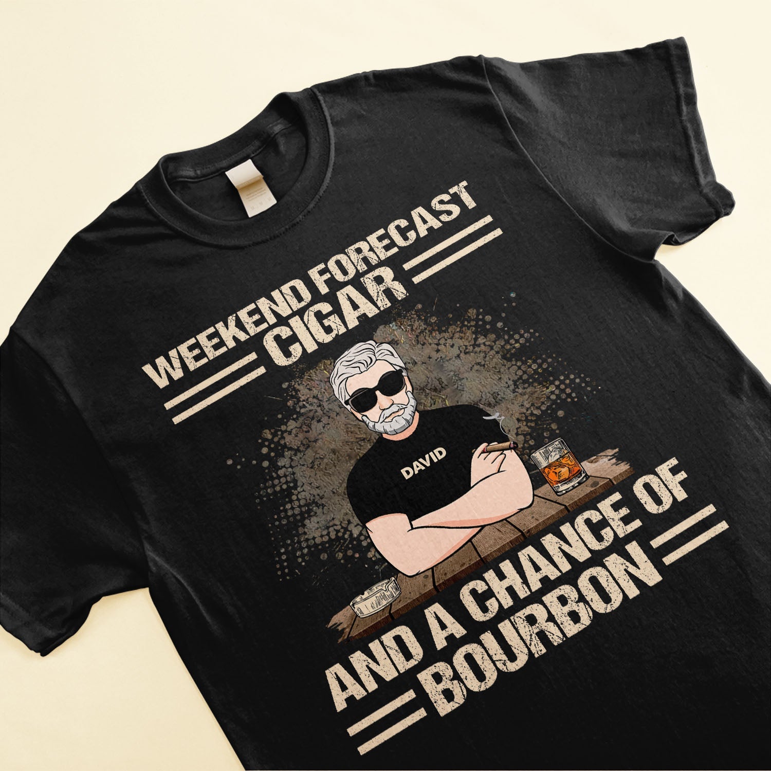 Weekend Forecast Cigar And A Chance Of Bourbon - Personalized Shirt - Father's Day Gift For Daddy, Father, Dad, Papa