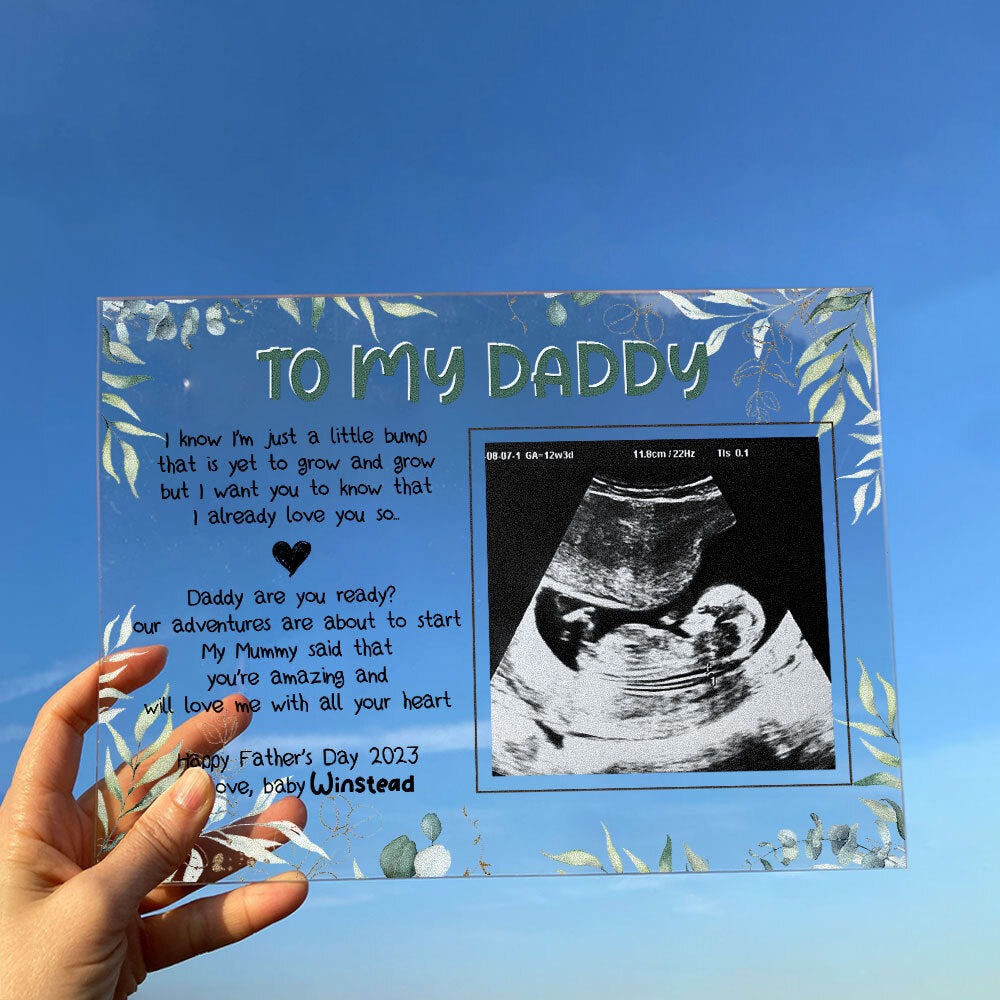 I Know I'm Just A Little Bump - Personalized Acrylic Plaque - Father's Day, Birthday ,First Father's Day, Gift For Daddy-To-Be Gift For Dad, Papa, Father, Daddy. Grandpa, Grandad - From Bump, Baby