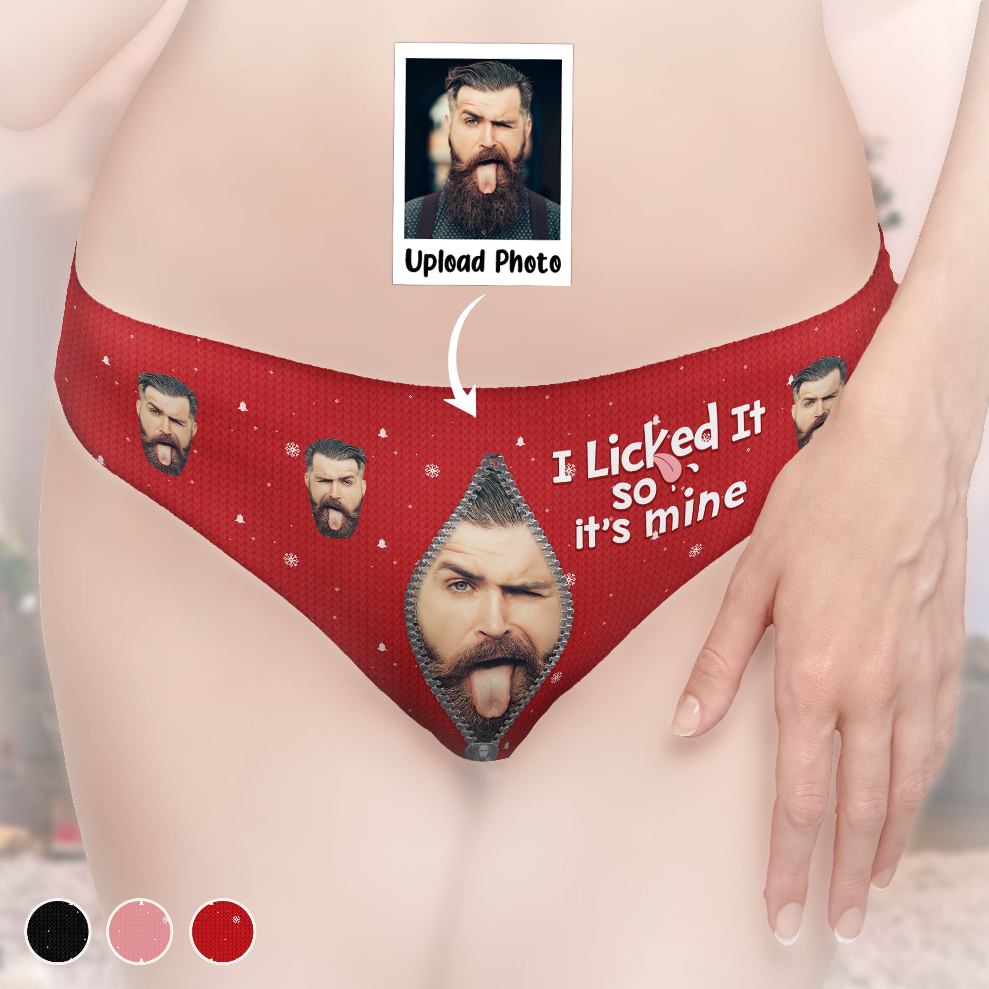 I Licked It So It's Mine - Personalized Photo Women's Low-waisted Brief - Christmas Gift For Wife