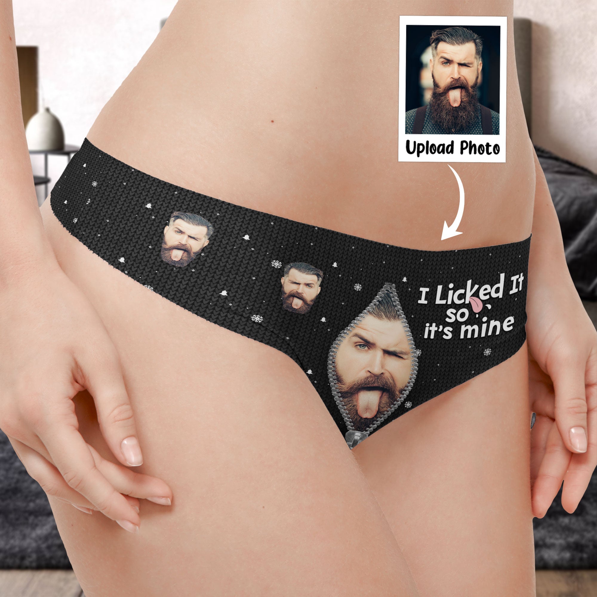 I Licked It So It's Mine - Personalized Photo Women's Low-waisted Brief - Christmas Gift For Wife